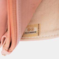 Pre Owned Chanel Pink CC Quilted Bicolor Lambskin Wallet On Chain