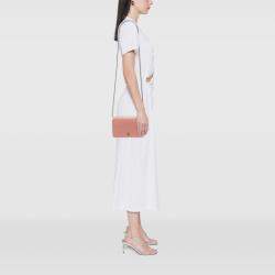 Pre Owned Chanel Pink CC Quilted Bicolor Lambskin Wallet On Chain