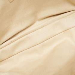 Pre Owned Chanel Cream Double Stitched Quilted Nubuck Leather Hampton Bag