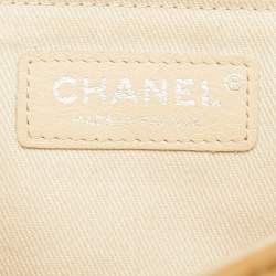 Pre Owned Chanel Cream Double Stitched Quilted Nubuck Leather Hampton Bag