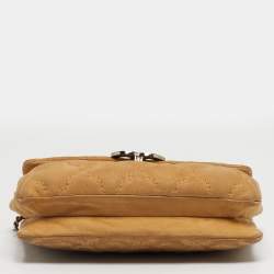 Pre Owned Chanel Cream Double Stitched Quilted Nubuck Leather Hampton Bag