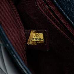 Pre Owned Chanel Navy Blue Paris-Salzburg Medium Patent Goatskin CC Eyelet Flap