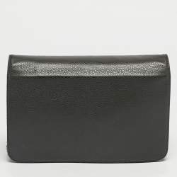 Pre Owned Chanel Grey Caviar Leather CC Wallet On Chain