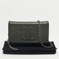 Pre Owned Chanel Grey Caviar Leather CC Wallet On Chain