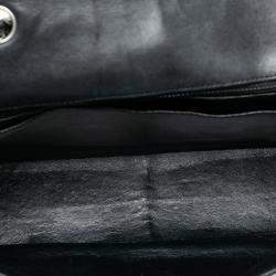 Pre Owned Chanel Navy Blue Jumbo Classic Crinkled Patent Single Flap