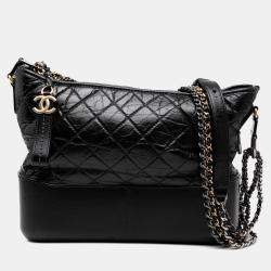 Pre Owned Chanel Black Medium Aged Calfskin Gabrielle Crossbody