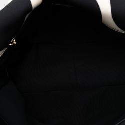 Pre Owned Chanel Black/White Large Printed Silk 19 Flap