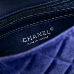 Pre Owned Chanel Blue Mini Rectangular Classic Velvet Single Flap