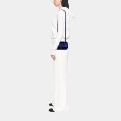 Pre Owned Chanel Blue Mini Rectangular Classic Velvet Single Flap