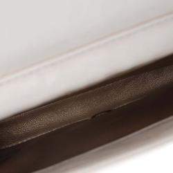 Pre Owned Chanel White Mini Chevron Crinkled Calfskin Embellished Envelope Flap