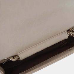 Pre Owned Chanel White Mini Chevron Crinkled Calfskin Embellished Envelope Flap