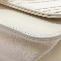 Pre Owned Chanel White Small CC Chevron Sheepskin Subtle Flap