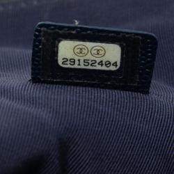 Pre Owned Chanel Navy Blue Large Quilted Caviar O Case Clutch