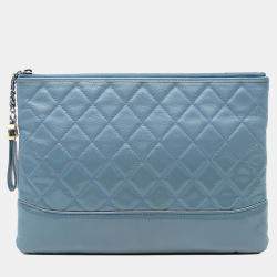 Pre Owned Chanel Blue Medium Aged Calfskin Gabrielle O Case Clutch