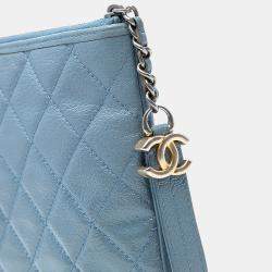 Pre Owned Chanel Blue Medium Aged Calfskin Gabrielle O Case Clutch