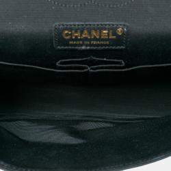 Pre Owned Chanel Black/Silver Medium Classic Bicolor Caviar Double Flap