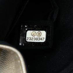 Pre Owned Chanel Black/Silver Medium Classic Bicolor Caviar Double Flap