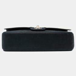 Pre Owned Chanel Black/Silver Medium Classic Bicolor Caviar Double Flap