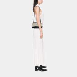 Pre Owned Chanel Black/Silver Medium Classic Bicolor Caviar Double Flap