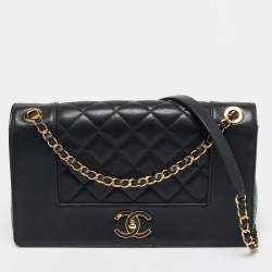 Pre Owned Chanel Black Quilted Leather Mademoiselle Flap Bag
