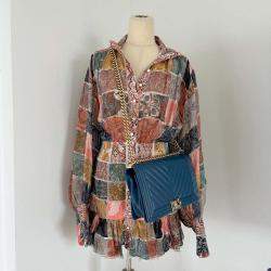 Pre Owned Chanel blue chevron quilted le boy new medium bag