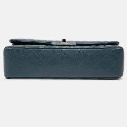 Pre Owned Chanel Blue Medium Classic Caviar Double Flap