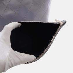 Pre Owned Chanel Silver Large Quilted Metallic Caviar Shopping Fever Tote