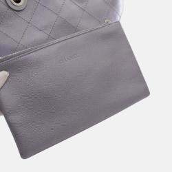 Pre Owned Chanel Silver Large Quilted Metallic Caviar Shopping Fever Tote