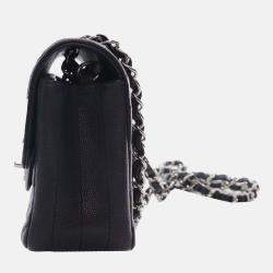 Pre Owned Chanel Black Mini Rectangular Classic Chevron Caviar Single Flap