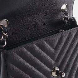 Pre Owned Chanel Black Mini Rectangular Classic Chevron Caviar Single Flap