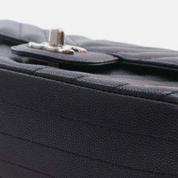 Pre Owned Chanel Black Mini Rectangular Classic Chevron Caviar Single Flap