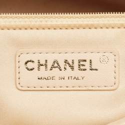 Pre Owned Chanel Beige Quilted Caviar Leather GST Shopper Tote