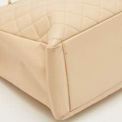 Pre Owned Chanel Beige Quilted Caviar Leather GST Shopper Tote