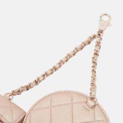 Pre Owned Chanel Pink CC Quilted Metallic Lambskin Coin Pouch and AirPods Pro Case