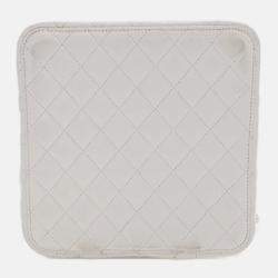 Pre Owned Chanel White Large Quilted Lambskin Top Handle Jewelry Box With Chain