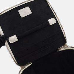 Pre Owned Chanel White Large Quilted Lambskin Top Handle Jewelry Box With Chain