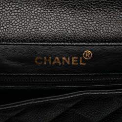 Pre Owned Chanel Black Jumbo Quilted Caviar Double Sided Flap