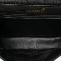 Pre Owned Chanel Black Jumbo Quilted Caviar Double Sided Flap