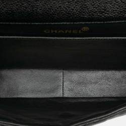 Pre Owned Chanel Black Jumbo Quilted Caviar Double Sided Flap