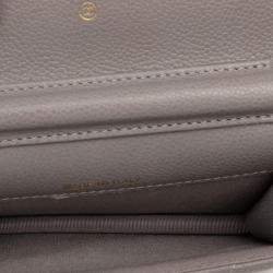 Pre Owned Chanel Grey CC Quilted Caviar Miss Coco Clutch With Chain