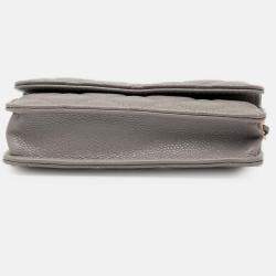 Pre Owned Chanel Grey CC Quilted Caviar Miss Coco Clutch With Chain