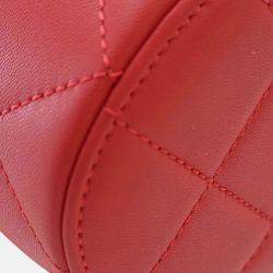Pre Owned Chanel Red Small Quilted Lambskin Resin Elegant Chain Tubular Vanity Case