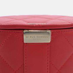 Pre Owned Chanel Red Small Quilted Lambskin Resin Elegant Chain Tubular Vanity Case