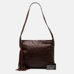 Pre Owned Chanel Brown CC Lambskin Tassel Shoulder Bag