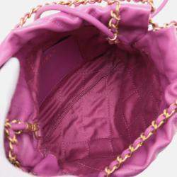 Pre Owned Chanel Purple Mini Shiny Calfskin 22 Handbag