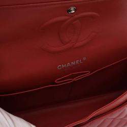 Pre Owned Chanel Red Medium Classic Patent Double Flap
