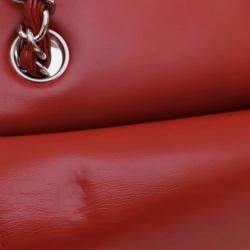 Pre Owned Chanel Red Medium Classic Patent Double Flap