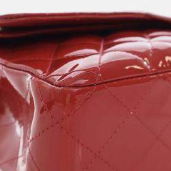 Pre Owned Chanel Red Medium Classic Patent Double Flap