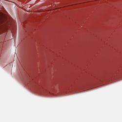 Pre Owned Chanel Red Medium Classic Patent Double Flap