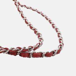 Pre Owned Chanel Red Medium Classic Patent Double Flap